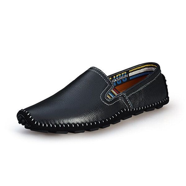 Męskie Skórzane Buty Na Co Dzień Do Jazdy Na Zewnątrz Slip On Flat Loafers Shoes