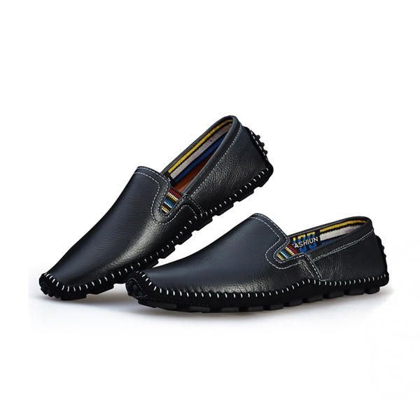 Męskie Skórzane Buty Na Co Dzień Do Jazdy Na Zewnątrz Slip On Flat Loafers Shoes