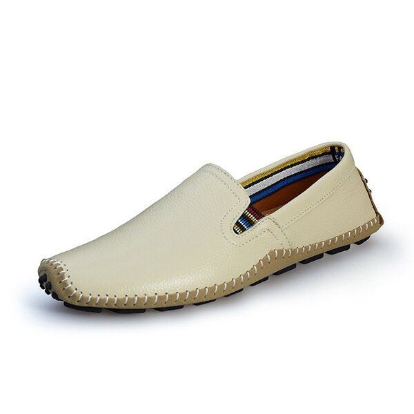 Męskie Skórzane Buty Na Co Dzień Do Jazdy Na Zewnątrz Slip On Flat Loafers Shoes