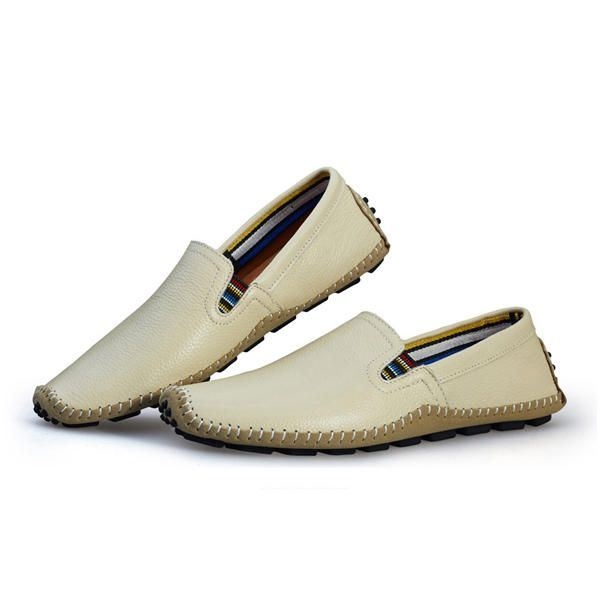 Męskie Skórzane Buty Na Co Dzień Do Jazdy Na Zewnątrz Slip On Flat Loafers Shoes