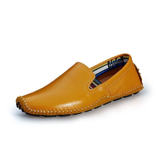 Męskie Skórzane Buty Na Co Dzień Do Jazdy Na Zewnątrz Slip On Flat Loafers Shoes