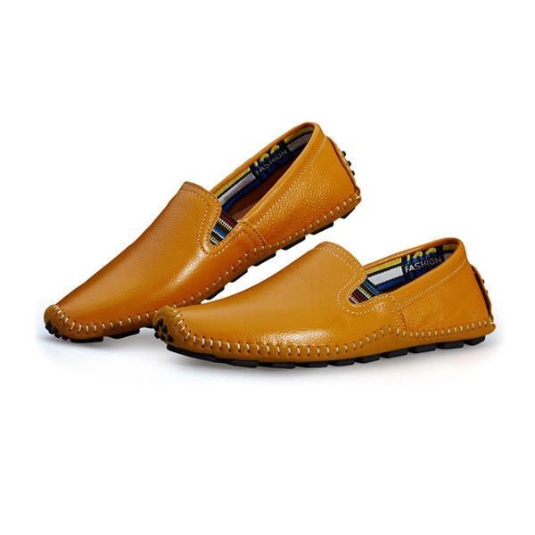 Męskie Skórzane Buty Na Co Dzień Do Jazdy Na Zewnątrz Slip On Flat Loafers Shoes