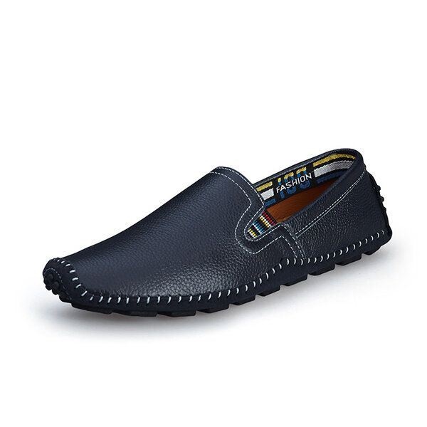 Męskie Skórzane Buty Na Co Dzień Do Jazdy Na Zewnątrz Slip On Flat Loafers Shoes