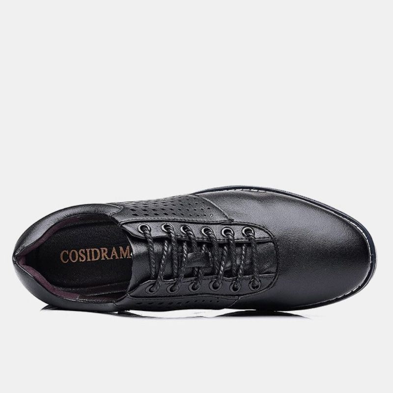 Męskie Skórzane Oddychające Miękkie Podeszwy Krótkie Pure Color Lace Up Casual Business Shoes