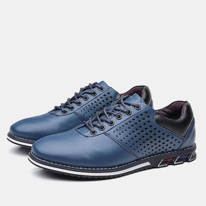 Męskie Skórzane Oddychające Miękkie Podeszwy Krótkie Pure Color Lace Up Casual Business Shoes