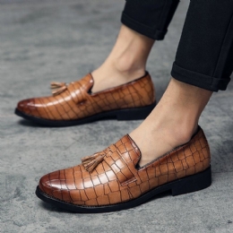 Męskie Skórzane Oddychające Miękkie Podeszwy Retro Crocodile Grain Slip On Casual Shoes