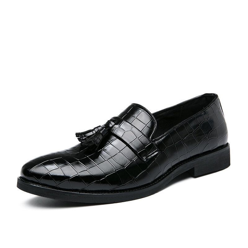 Męskie Skórzane Oddychające Miękkie Podeszwy Retro Crocodile Grain Slip On Casual Shoes