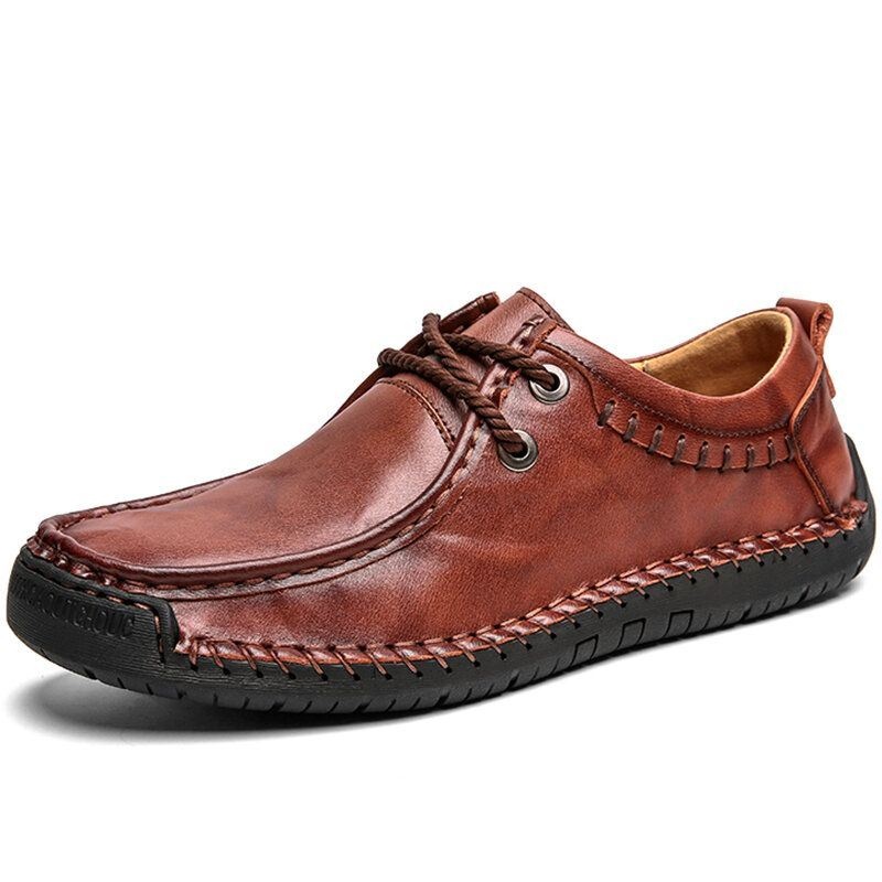 Męskie Skórzane Szwy Bydlęce Antypoślizgowe Miękkie Podeszwy Business Casual Shoes