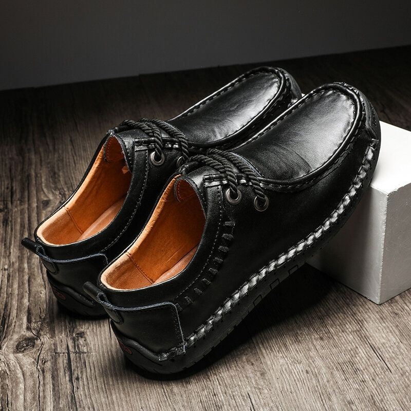 Męskie Skórzane Szwy Bydlęce Antypoślizgowe Miękkie Podeszwy Business Casual Shoes