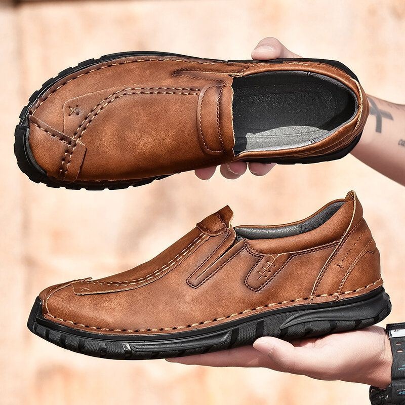 Męskie Szwy Ręczne Skóra Bydlęca Antypoślizgowa Miękka Podeszwa Business Casual Shoes