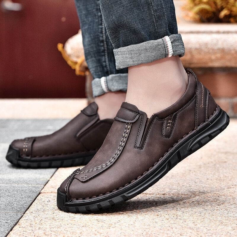 Męskie Szwy Ręczne Skóra Bydlęca Antypoślizgowa Miękka Podeszwa Business Casual Shoes