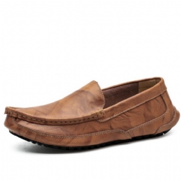 Męskie Wygodne Skórzane Mokasyny Antypoślizgowe Miękkie Podeszwy Casual Slip On Flat Shoes