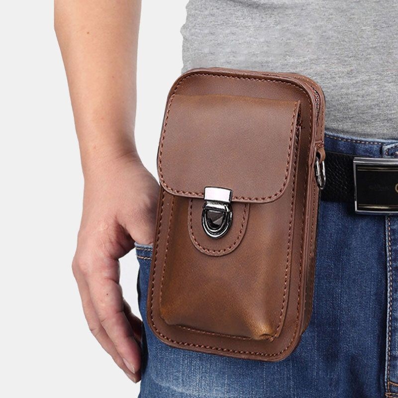 Mężczyźni Faux Leather Mini Casual Multi-carry Talia Wisząca 6.3 Cal Torba Na Telefon Torba Na Ramię Crossbody Z Szlufką Na Pasek