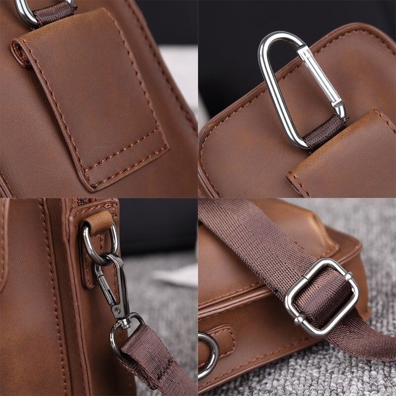 Mężczyźni Faux Leather Mini Casual Multi-carry Talia Wisząca 6.3 Cal Torba Na Telefon Torba Na Ramię Crossbody Z Szlufką Na Pasek