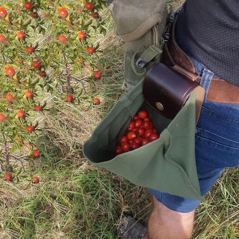 Mężczyźni Płótno Prawdziwej Skóry Edc Składana Torba Żerująca W Talii Torba Portfel Worek Do Zbierania Owoców Worek Do Przechowywania