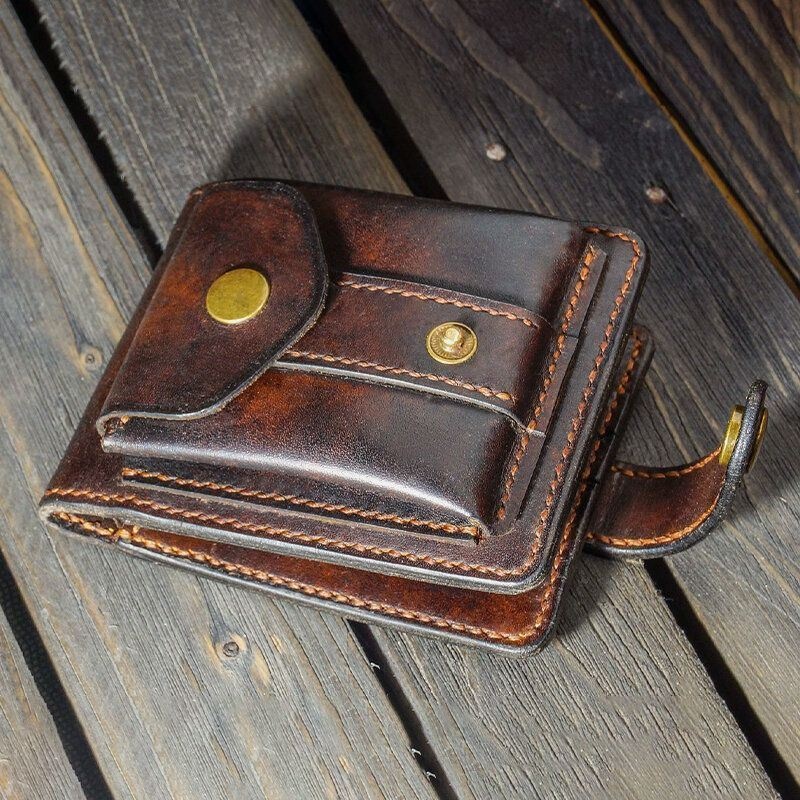 Mężczyźni Prawdziwej Skóry Bifold Multi-card Slot Posiadacza Karty Rocznika Edc Monety Torba Pas Pochwa Portfel Talii Torba