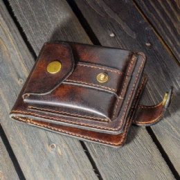 Mężczyźni Prawdziwej Skóry Bifold Multi-card Slot Posiadacza Karty Rocznika Edc Monety Torba Pas Pochwa Portfel Talii Torba