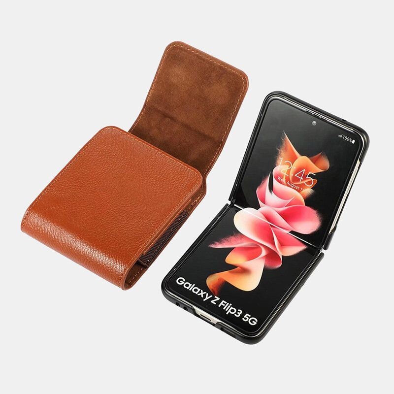 Mężczyźni Vintage Faux Leather Jednolity Kolor Składana Torba Na Telefon W Talii