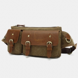 Męska Płócienna Torba Na Talię Wielofunkcyjna Kieszeń Na Zatrzask Outdoor Casual Chest Bag Torba Na Ramię