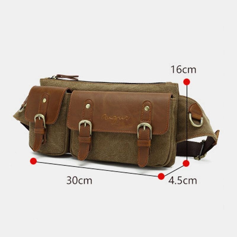 Męska Płócienna Torba Na Talię Wielofunkcyjna Kieszeń Na Zatrzask Outdoor Casual Chest Bag Torba Na Ramię