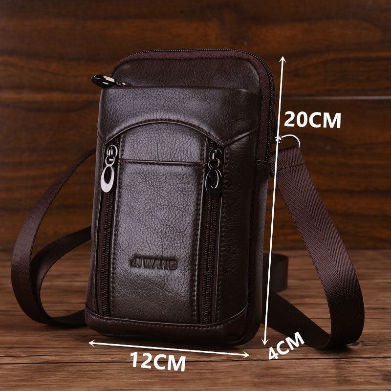 Męska Skóra Bydlęca Z Prawdziwej Skóry 6-7 Cali Torba Na Telefon Multi-carry Crossbody Torba Na Pas Z Szlufką Na Pasek