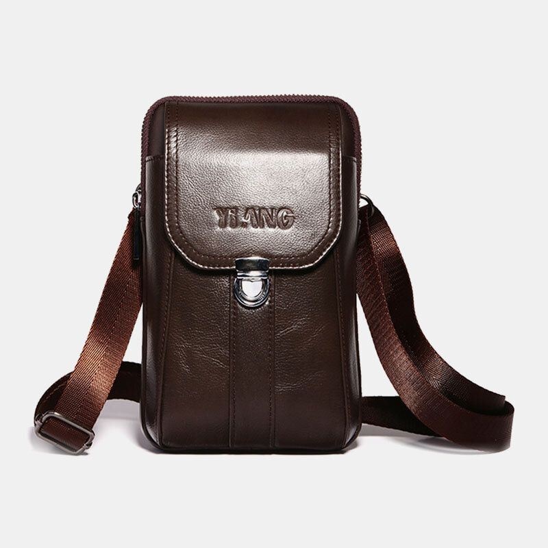 Męska Skórzana 7-calowa Torba Na Telefon W Stylu Retro Torba Na Pasek Torba Na Pasek Torba Crossbody Torba Na Ramię