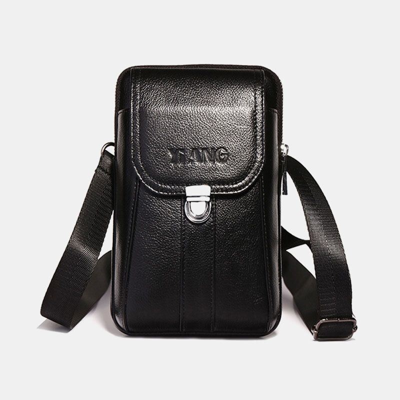 Męska Skórzana 7-calowa Torba Na Telefon W Stylu Retro Torba Na Pasek Torba Na Pasek Torba Crossbody Torba Na Ramię