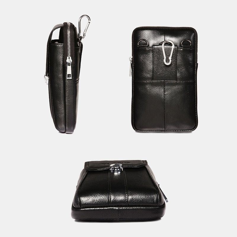 Męska Skórzana 7-calowa Torba Na Telefon W Stylu Retro Torba Na Pasek Torba Na Pasek Torba Crossbody Torba Na Ramię