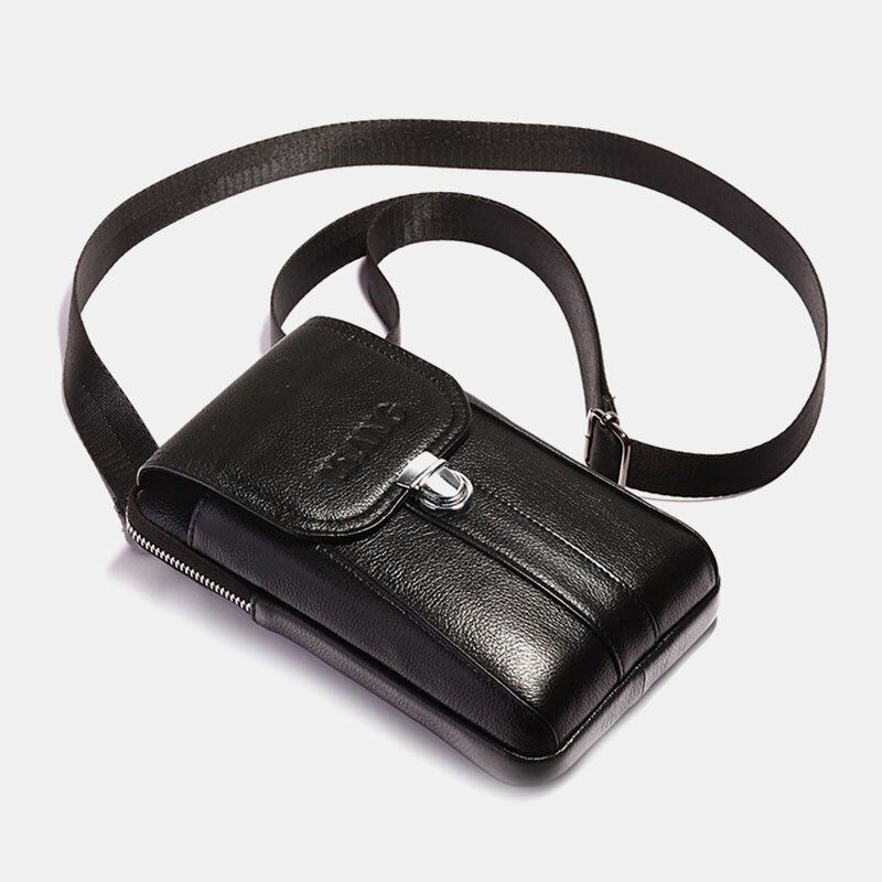 Męska Skórzana 7-calowa Torba Na Telefon W Stylu Retro Torba Na Pasek Torba Na Pasek Torba Crossbody Torba Na Ramię