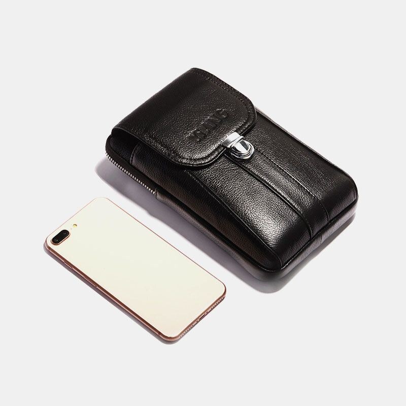 Męska Skórzana 7-calowa Torba Na Telefon W Stylu Retro Torba Na Pasek Torba Na Pasek Torba Crossbody Torba Na Ramię