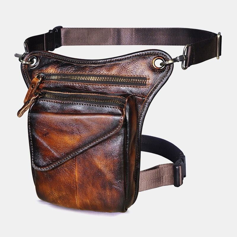 Męska Skórzana Torba Multi-carry Retro 8-calowa Zewnętrzna Torba Na Telefon Z Aparatem Biodrowym Torba Crossbody