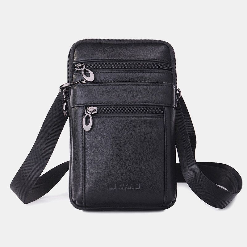 Męska Torba Na Talię W Stylu Vintage Z Prawdziwej Skóry 7-calowa Torba Na Telefon Torba Na Ramię Crossbody!