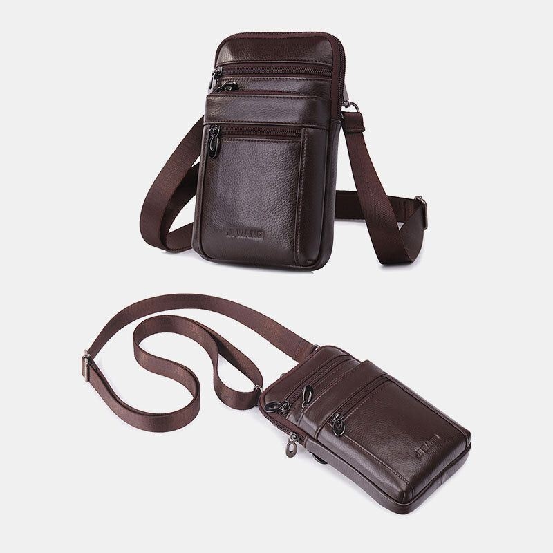 Męska Torba Na Talię W Stylu Vintage Z Prawdziwej Skóry 7-calowa Torba Na Telefon Torba Na Ramię Crossbody!