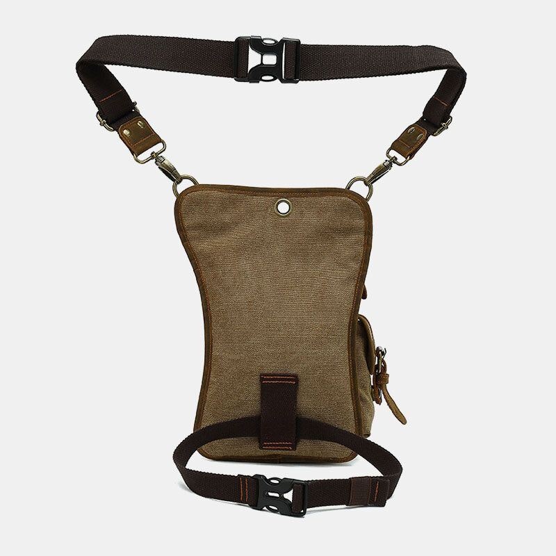 Męska Torba Z Prawdziwej Skóry I Płótna Na Rowerze Outdoor Sport Leg Bag Torba Na Pas Crossbody