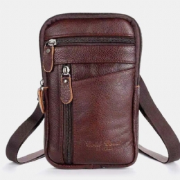 Męska Torba Z Prawdziwej Skóry Multi-carry Anti-theft 6.5-calowa Torba Na Telefon Torba Crossbody Torba Na Pas Torba Ze Sznurkiem