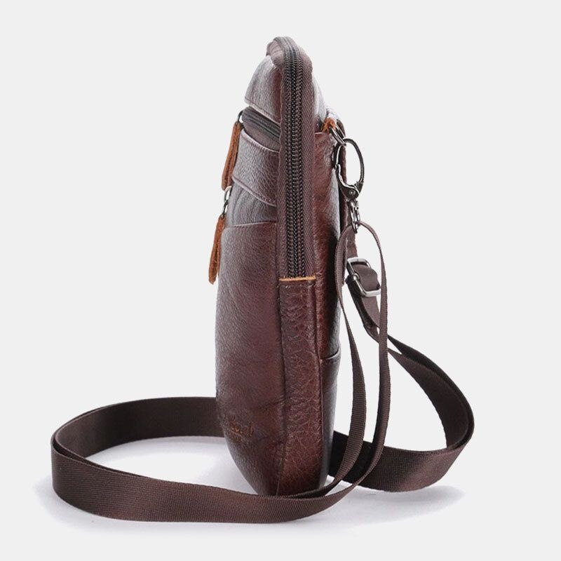 Męska Torba Z Prawdziwej Skóry Multi-carry Anti-theft 6.5-calowa Torba Na Telefon Torba Crossbody Torba Na Pas Torba Ze Sznurkiem