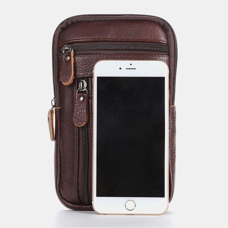 Męska Torba Z Prawdziwej Skóry Multi-carry Anti-theft 6.5-calowa Torba Na Telefon Torba Crossbody Torba Na Pas Torba Ze Sznurkiem