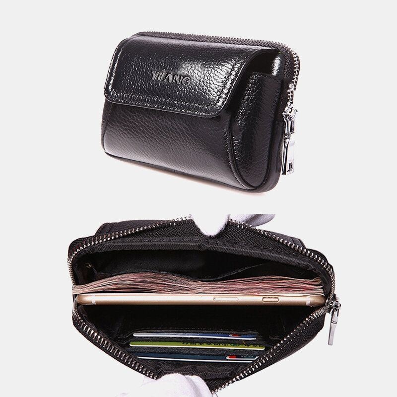 Męska Torba Z Prawdziwej Skóry Retro 6-calowa Torba Na Telefon Business Casual Belt Bag Torba Na Talię