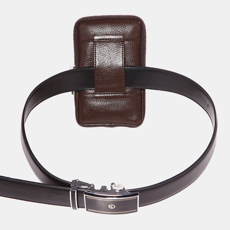 Męska Torba Z Prawdziwej Skóry Retro 6-calowa Torba Na Telefon Business Casual Belt Bag Torba Na Talię