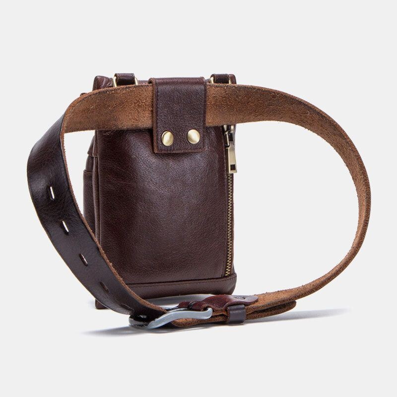 Męska Torba Z Prawdziwej Skóry Retro Casual Outdoor Multi-carry Phone Bag Crossbody Bag Torba Na Telefon 5.8 Cala