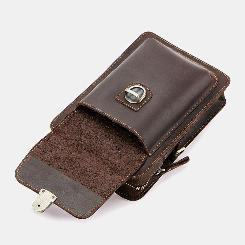 Męska Torba Z Prawdziwej Skóry Retro Casual Outdoor Multi-carry Phone Bag Crossbody Bag Torba Na Telefon 5.8 Cala