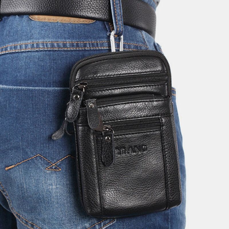 Męska Torba Z Prawdziwej Skóry Retro Wielofunkcyjna Torba Na Pasek Cross Body Bag Casual Duża Pojemność Łatwa Do Przenoszenia Torba Na Pas