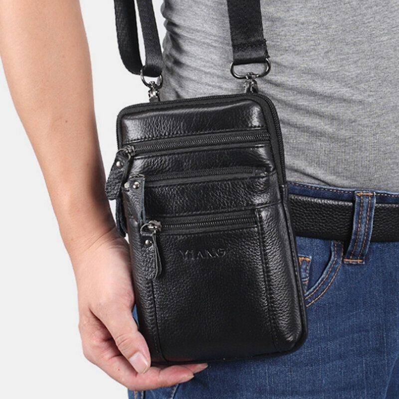 Męska Torba Z Prawdziwej Skóry Retro Wielofunkcyjna Torba Na Pasek Cross Body Bag Casual Duża Pojemność Łatwa Do Przenoszenia Torba Na Pas