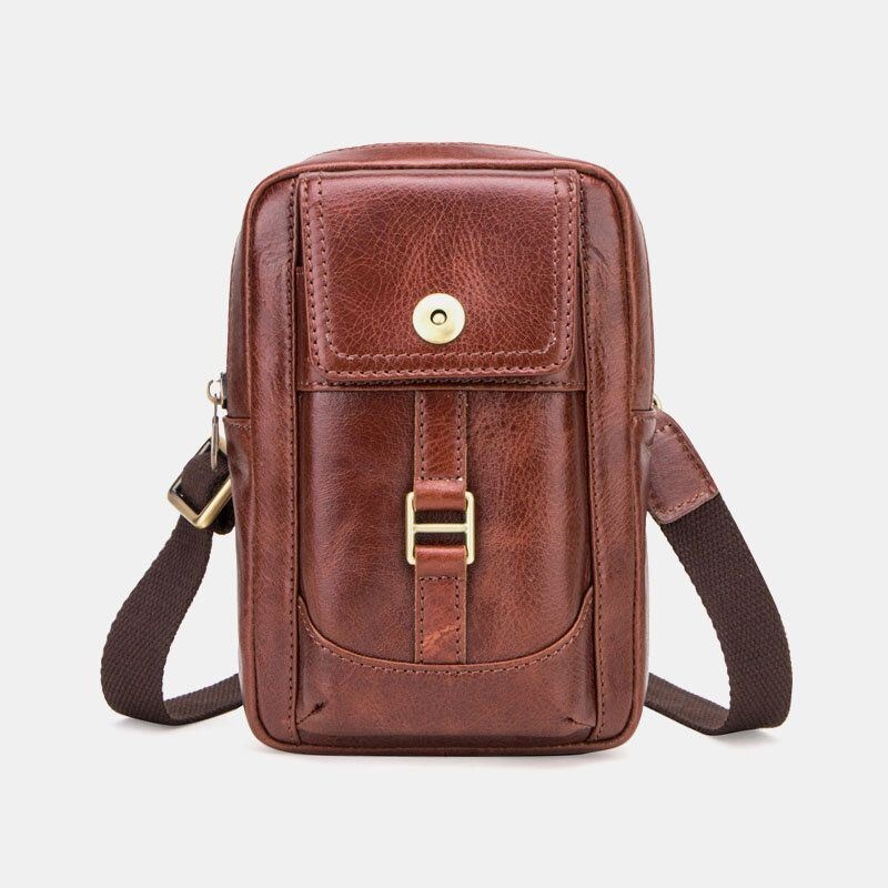 Męska Torba Z Prawdziwej Skóry W Stylu Retro 5.8 Cala Torba Na Telefon Multi-carry Crossbody Torba Na Talię