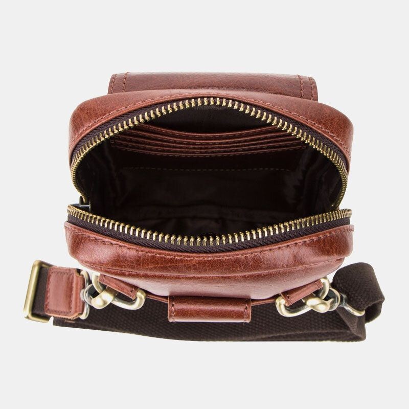 Męska Torba Z Prawdziwej Skóry W Stylu Retro 5.8 Cala Torba Na Telefon Multi-carry Crossbody Torba Na Talię