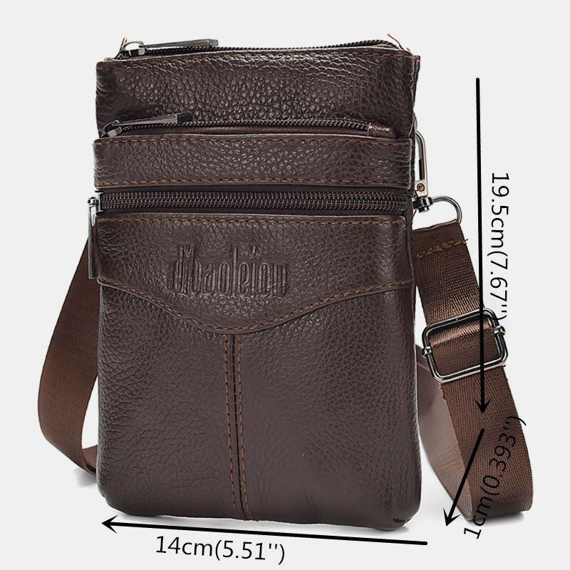 Męska Torba Z Prawdziwej Skóry W Stylu Retro Business Casual 6.3 Cala Torba Na Telefon Multi-carry Crossbody Torba Na Talię