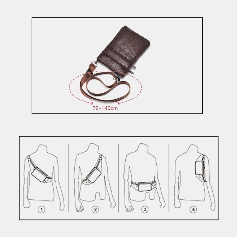 Męska Torba Z Prawdziwej Skóry W Stylu Retro Business Casual 6.3 Cala Torba Na Telefon Multi-carry Crossbody Torba Na Talię