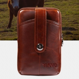 Męska Torba Z Prawdziwej Skóry W Stylu Retro Wielofunkcyjna 6-calowa Torba Na Telefon Crossbody Torba Na Talię