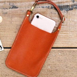 Prawdziwa Skóra Vintage Casual Carry 6.1 Cala Torba Na Telefon Torba Na Monety Torba Na Pas Dla Kobiet Mężczyzn