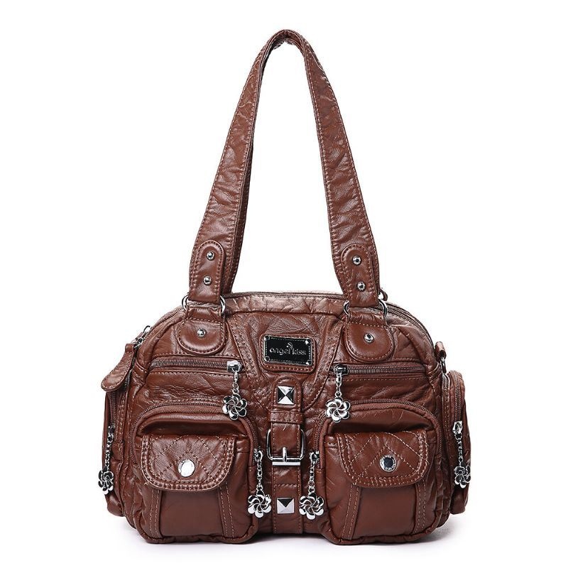 Angel Kiss Kobiety Miękka Skóra Multi-kieszeni Torba Motocyklowa Torba Na Ramię Torba Crossbody Torebka